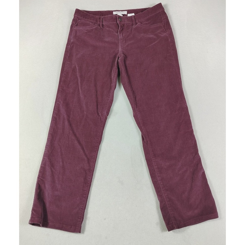 Calvin Klein &‎ Co Jeans Womens 12 Purple Mid Rise Straight Corduroy Stretch